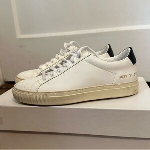 Woman by Common Projects Achilles Retro Low Sneakers, White/Black, Size 35